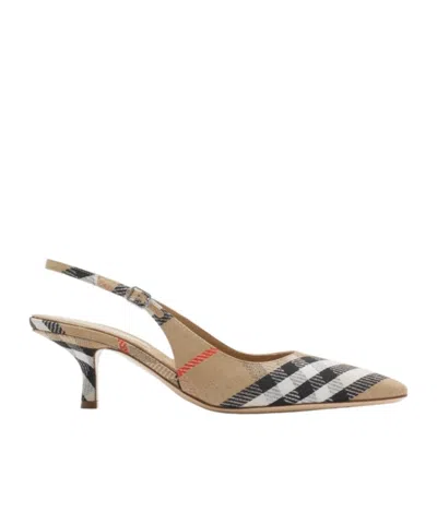 Burberry Women Dame Decollete With Check Motif In Brown