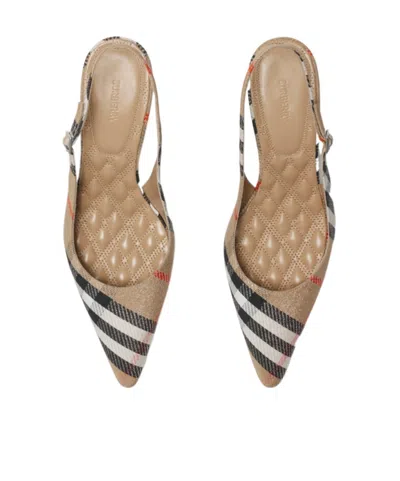 Burberry Women Dame Decollete With Check Motif In Brown