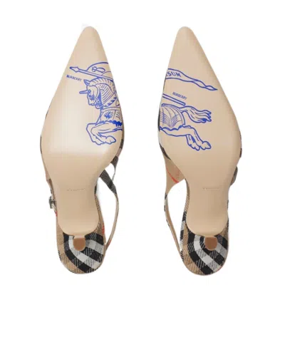 Burberry Women Dame Decollete With Check Motif In Brown