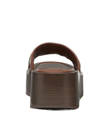 Fendi Women Brown Slides With Wedge Heel And Ff Motiv On The Band In Leather Man In Green