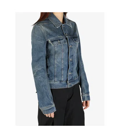 Rick Owens Drkshdw Drkshdw By Rick Owens Classic Denim Trucker Jacket With Structured Silhouette In Blue