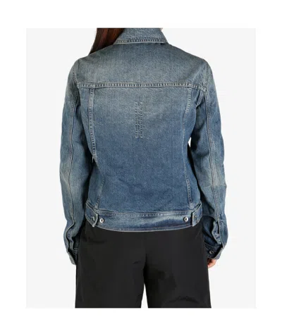 Rick Owens Drkshdw Drkshdw By Rick Owens Classic Denim Trucker Jacket With Structured Silhouette In Blue