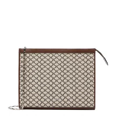 Max Mara Monogram Chain Strap Rectangular Clutch In Nude