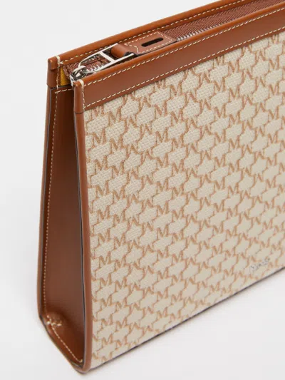 Max Mara Structured Rectangular Clutch With Detachable Chain Strap In Nude