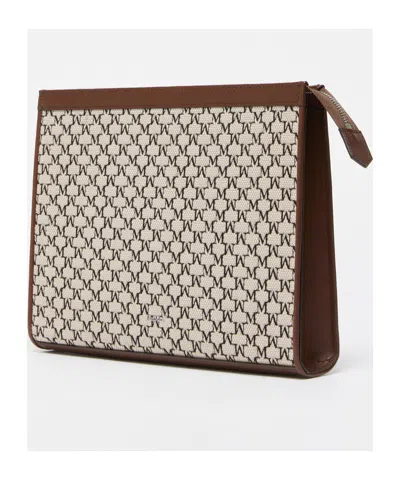 Max Mara Monogram Chain Strap Rectangular Clutch In Nude