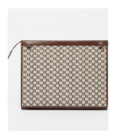 Max Mara Monogram Chain Strap Rectangular Clutch In Nude