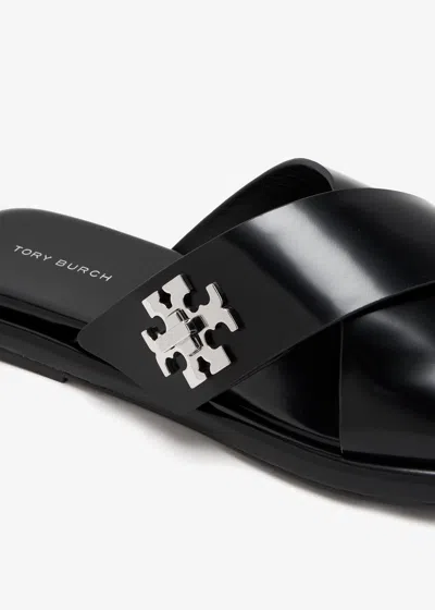 Tory Burch T Lock Cross Band Slide In Black