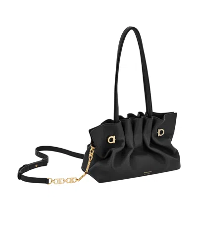 Ferragamo Soft-structured Shoulder Bag With Minimalist Design In Black