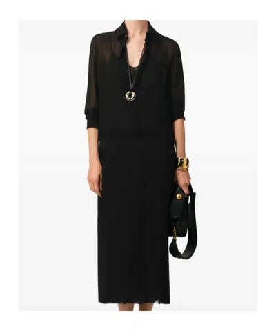 Ami Alexandre Mattiussi Lapel Long Sleeve Dress In Black