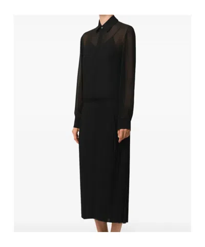 Ami Alexandre Mattiussi Lapel Long Sleeve Dress In Black