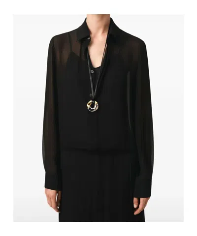 Ami Alexandre Mattiussi Lapel Long Sleeve Dress In Black
