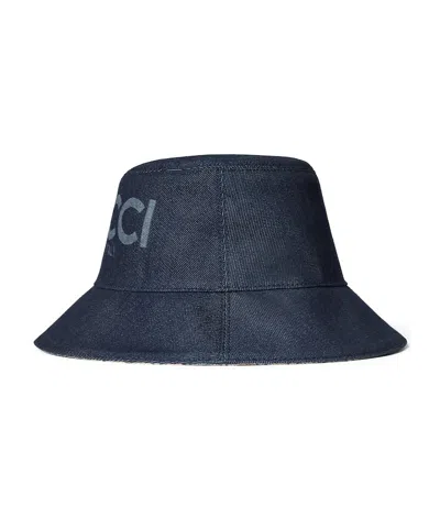 Gucci Lasered Denim Bucket Hat In Black