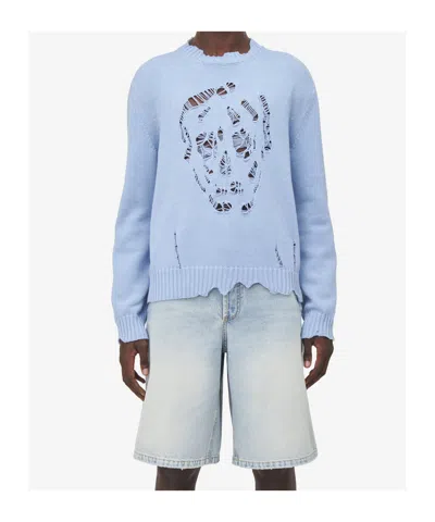 Alexander Mcqueen Mcqueen Skull Sweater In Blue