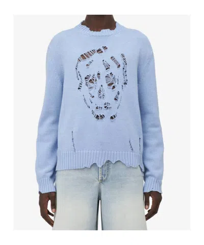 Alexander Mcqueen Mcqueen Skull Sweater In Blue