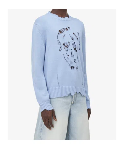 Alexander Mcqueen Mcqueen Skull Sweater In Blue
