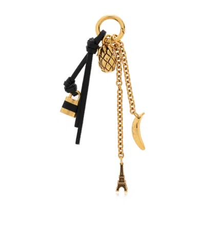 Chloé Chain Keyrings With Padlock Pineapple Banana Eiffel Tower In Black