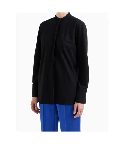 Giorgio Armani Sophisticated Mandarin Collar Shirt In Black