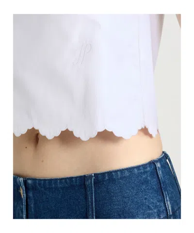 Patou Logo Embroidered Cropped Top In White