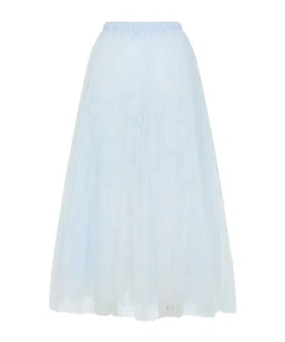 Ermanno Scervino Lace Overlay Flared Midi Skirt In Blue