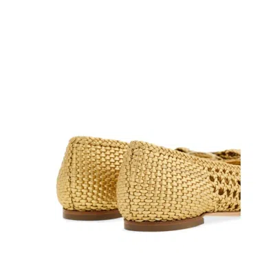 Ferragamo Ballet Flat With New Vara Plate In Gold