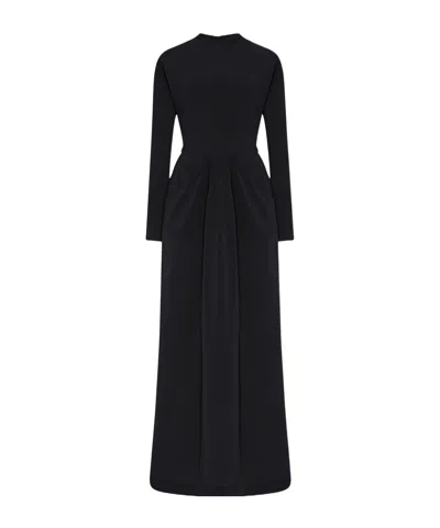 The Row Anselm Draped Crepe-trimmed Jersey Gown In Black