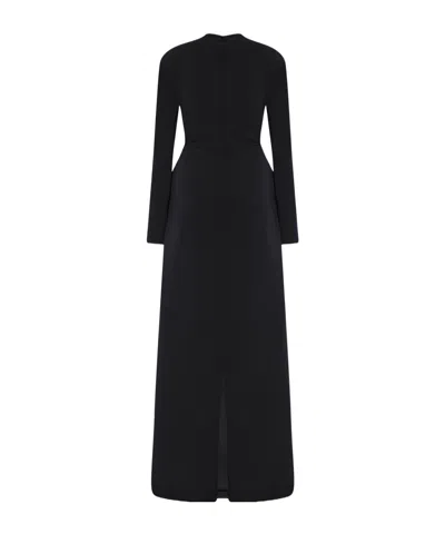 The Row Anselm Draped Crepe-trimmed Jersey Gown In Black
