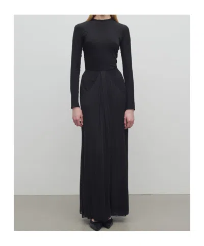 The Row Anselm Draped Crepe-trimmed Jersey Gown In Black