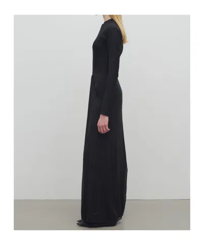 The Row Anselm Draped Crepe-trimmed Jersey Gown In Black