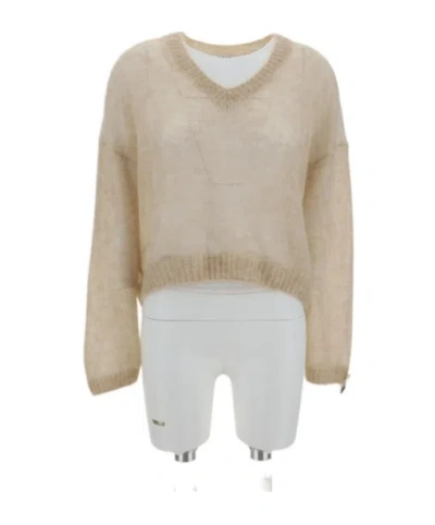Brunello Cucinelli Sparkling Mohair And Wool Sweater In Nude