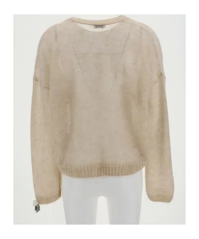 Brunello Cucinelli Sparkling Mohair And Wool Sweater In Nude