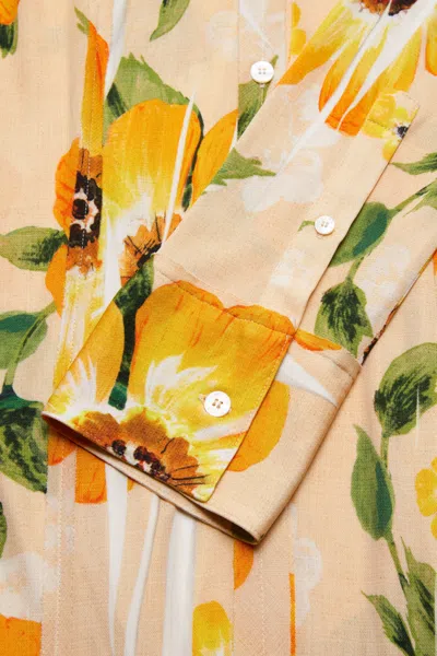 Acne Studios Floral-print Jersey Midi Shirt Dress In Orange