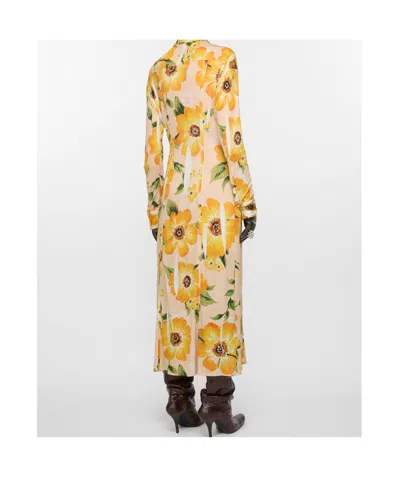 Acne Studios Floral-print Jersey Midi Shirt Dress In Orange