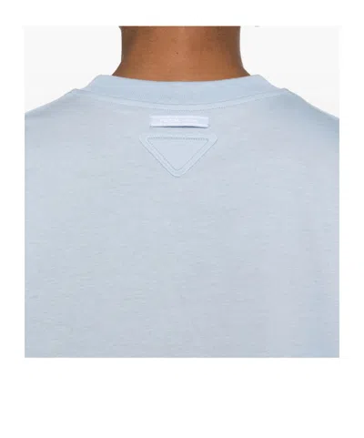 Prada Crew Neck Cropped Top Drawstring Hem In Blue