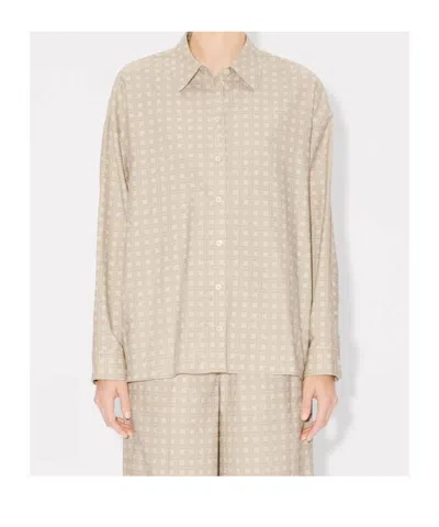 Kenzo Dropped Shoulder Weave Jacquard Shirt In Nude