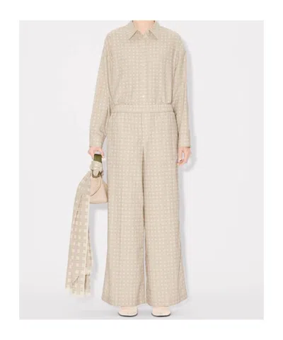 Kenzo Pattern-jacquard Trousers In Nude