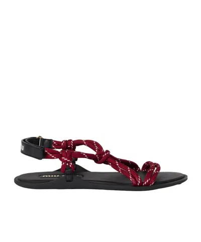 Miu Miu Red Sandals Women In Brown