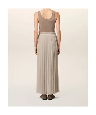 Ami Alexandre Mattiussi Ami High-waisted Pleated Skirt With Frayed Edge In Nude