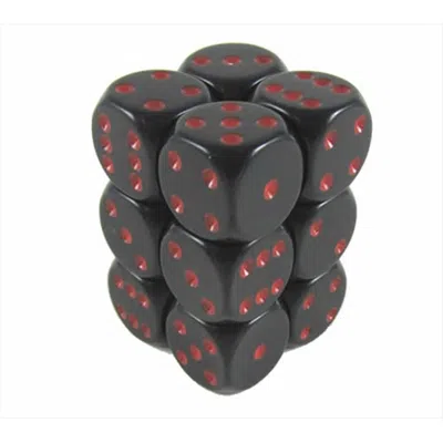 Chessex Manufacturing 25618 Opaque Black With Red - 16 Mm Six Sided Dice Set Of 12