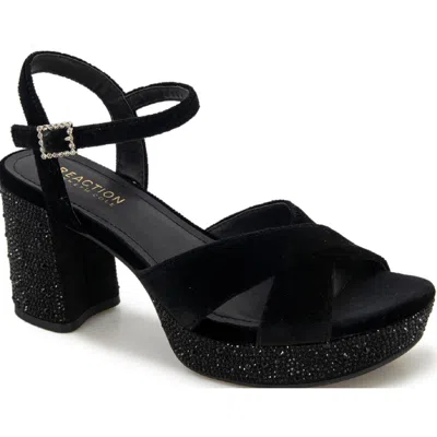 Kenneth Cole Reaction Reeva Platform Womens Criss-cross Front Buckle Ankle Strap In Black
