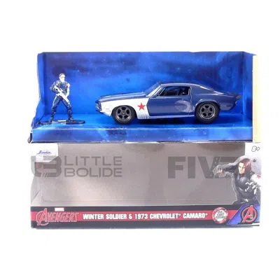Jada Toys Jada 1 To 32 Scale 1973 Chevrolet Camaro Dark Blue Metallic With Gray Stripes & Winter Soldier Dieca