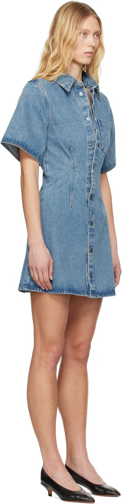 Ami Alexandre Mattiussi Mini Dress Ami De Coeur In Denim In Blue