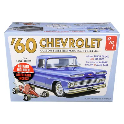 Amt Skill 2 Model Kit 1960 Chevrolet Custom Fleetside Pickup Truck With Go Kart 1 By 25 Scale Model