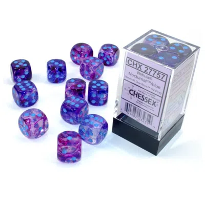 Chessex Manufacturing 16 Mm D6 Cube Luminary Nebula Dice, Nocturnal Blue - 12 Per Pack