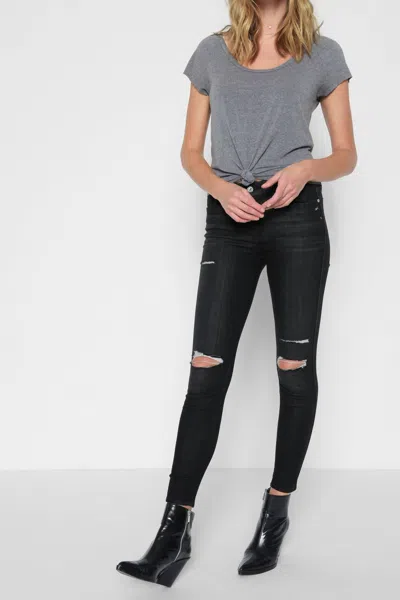7 For All Mankind The Ankle Skinny Jean In Destroyed Noir In Multi