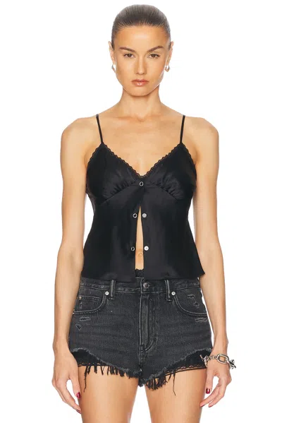 Alexander Wang Butterfly Cami Top In Silk Charmeuse In Black