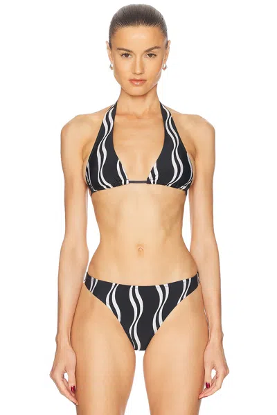 Solid & Striped The Yasmeen Bikini Top In Wavy Stripe Noir