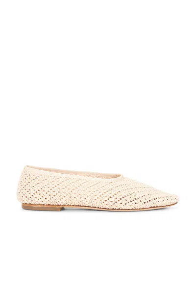 Staud Alba Grosgrain-trimmed Crocheted Ballet Flats In Neutral