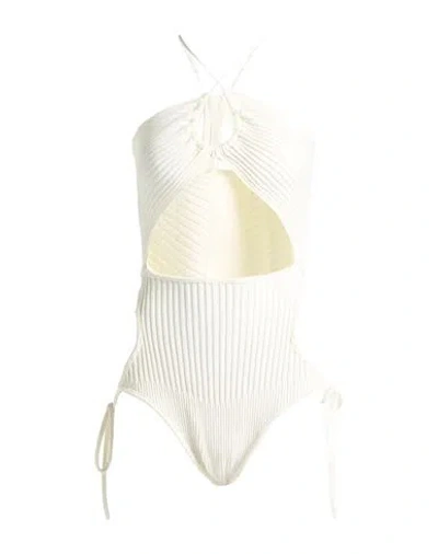 Andreädamo Andreādamo Woman Bodysuit Ivory Size M Viscose, Polyester, Polyamide, Elastane In White