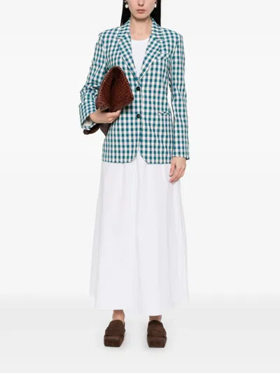 Forte Forte Cotton Gingham Oversized Jacket In 蓝色