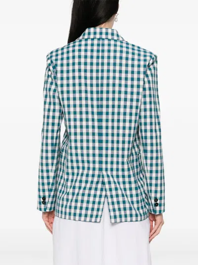 Forte Forte Cotton Gingham Oversized Jacket In 蓝色
